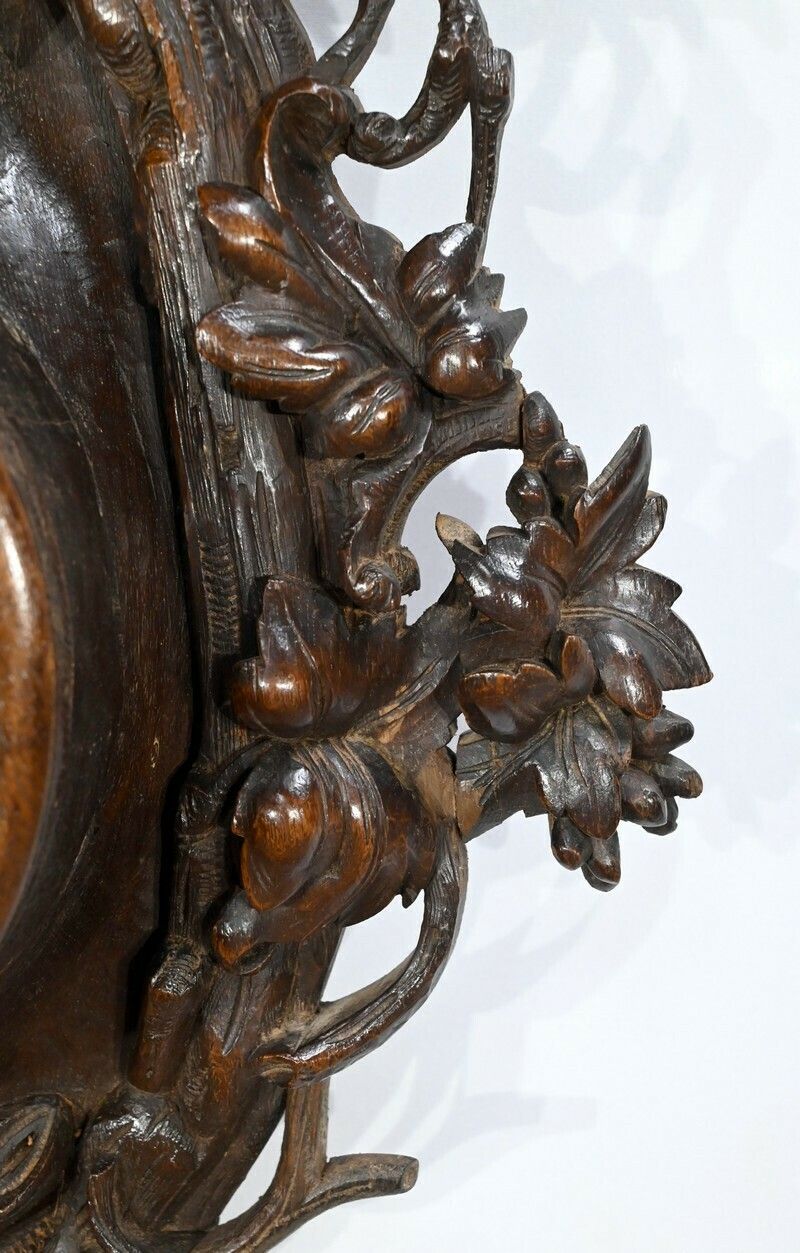 photo vinterior Important Oak Clock Renaissance Style Early 20th Century