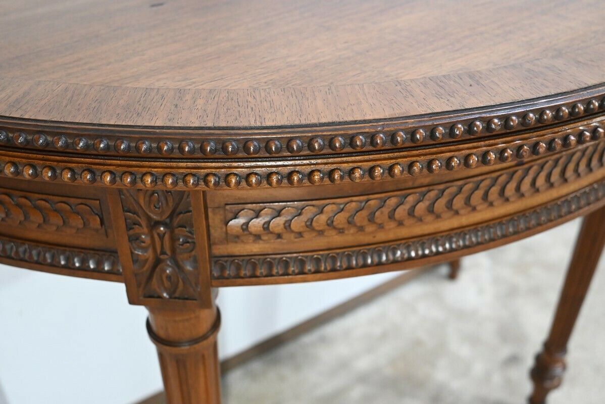 Half Moon Walnut Table Louis XVI Style Late 19th Century photo vintage