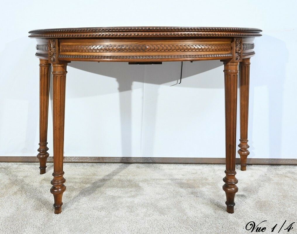photo furniture Half Moon Walnut Table Louis XVI Style Late 19th Century