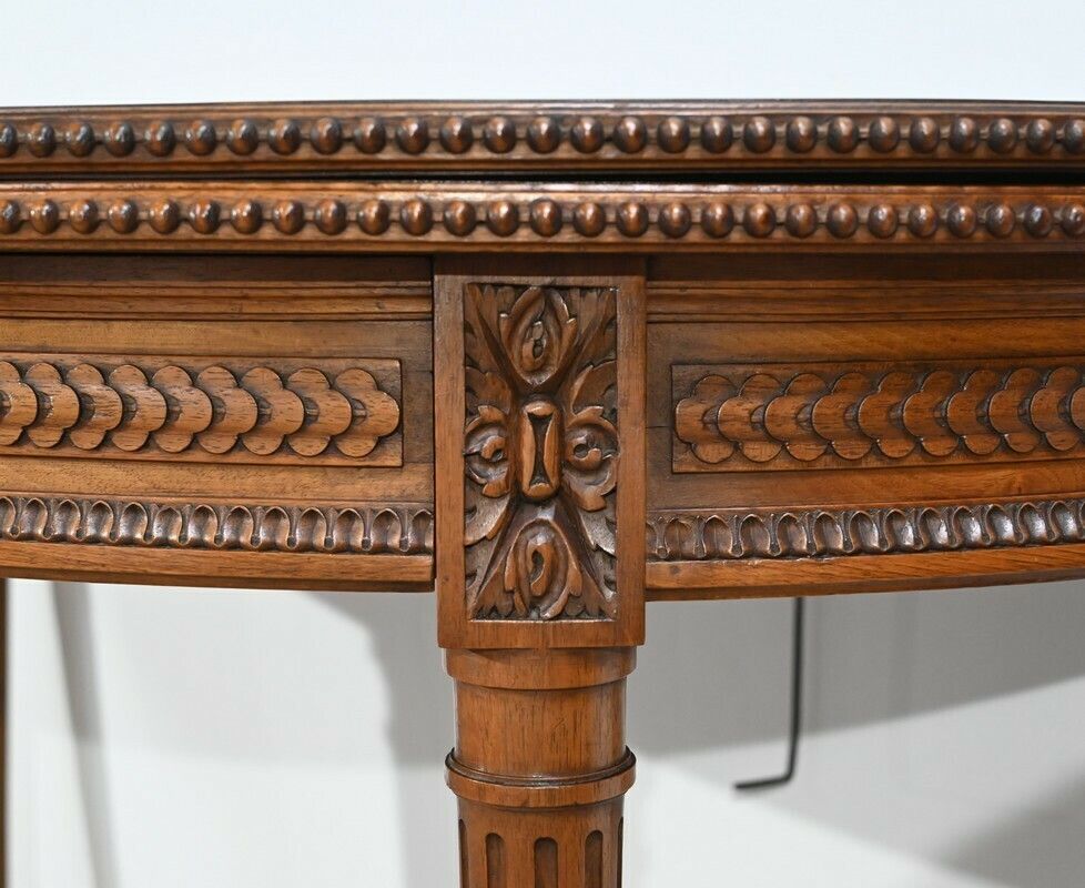 Furniture Half Moon Walnut Table Louis XVI Style Late 19th Century photo