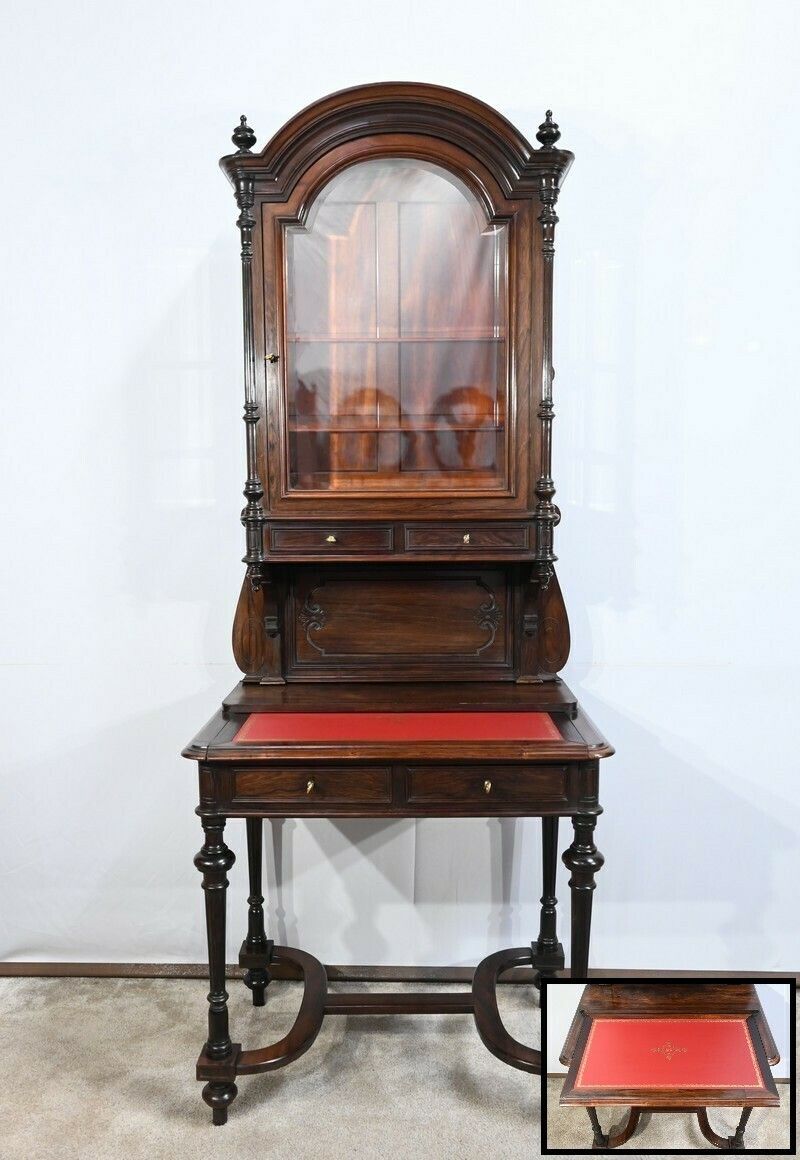 Small Rosewood Showcase Desk Napoleon III Period  Mid 19th Century