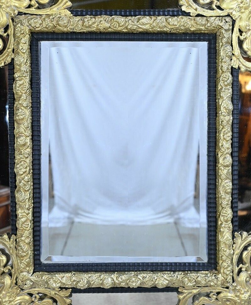 photo vintage Brass Beaded Mirror Napoleon III Period  Mid 19th Century