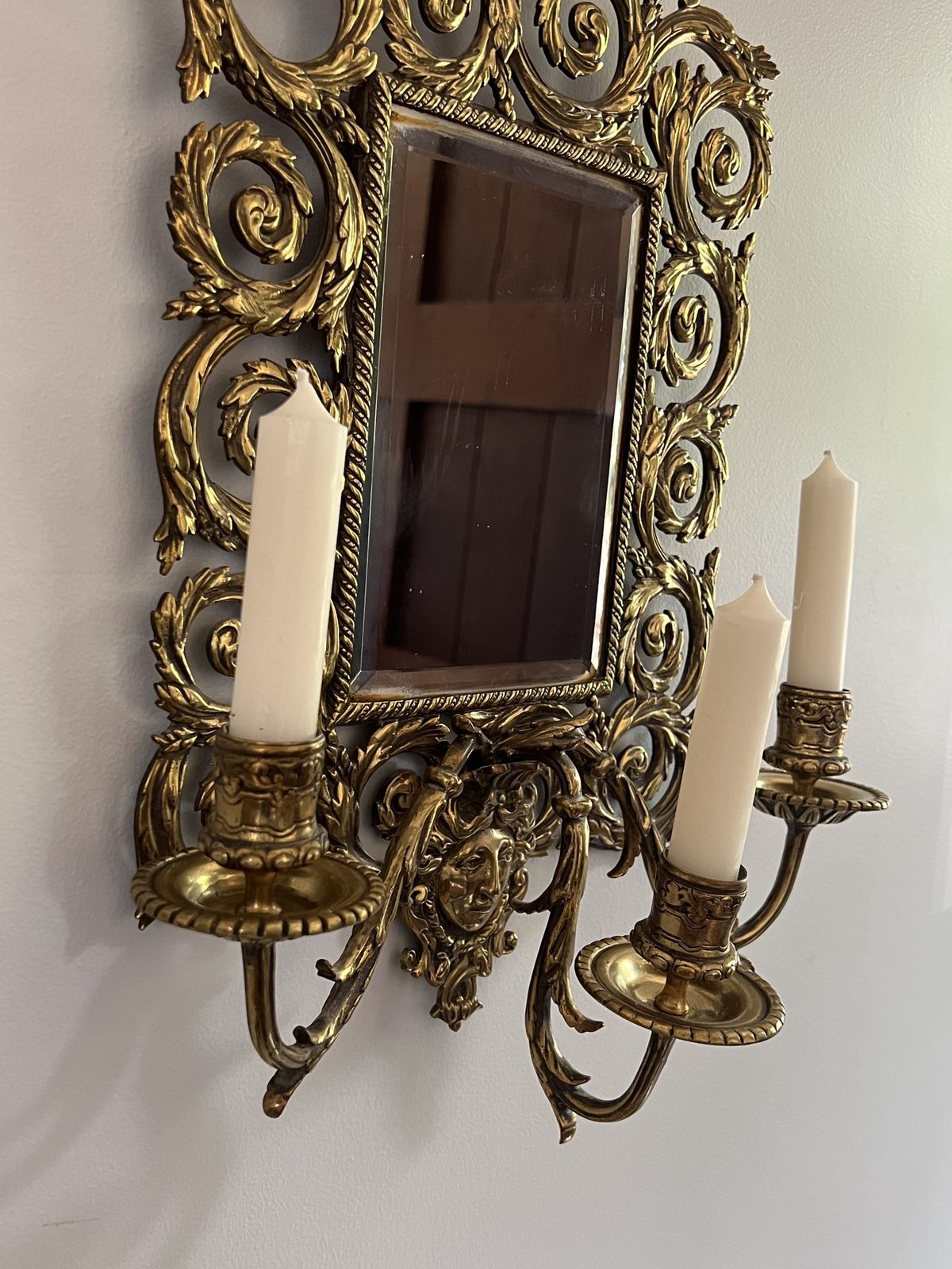 255.0 Antique Brass Girandole Wall Sconce photo