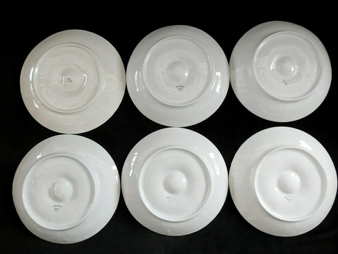6 Vintage French Pillivuyt Oyster Plates White Oyster Platters Porcelain Oyster Serving Plates France 70s photo vinterior