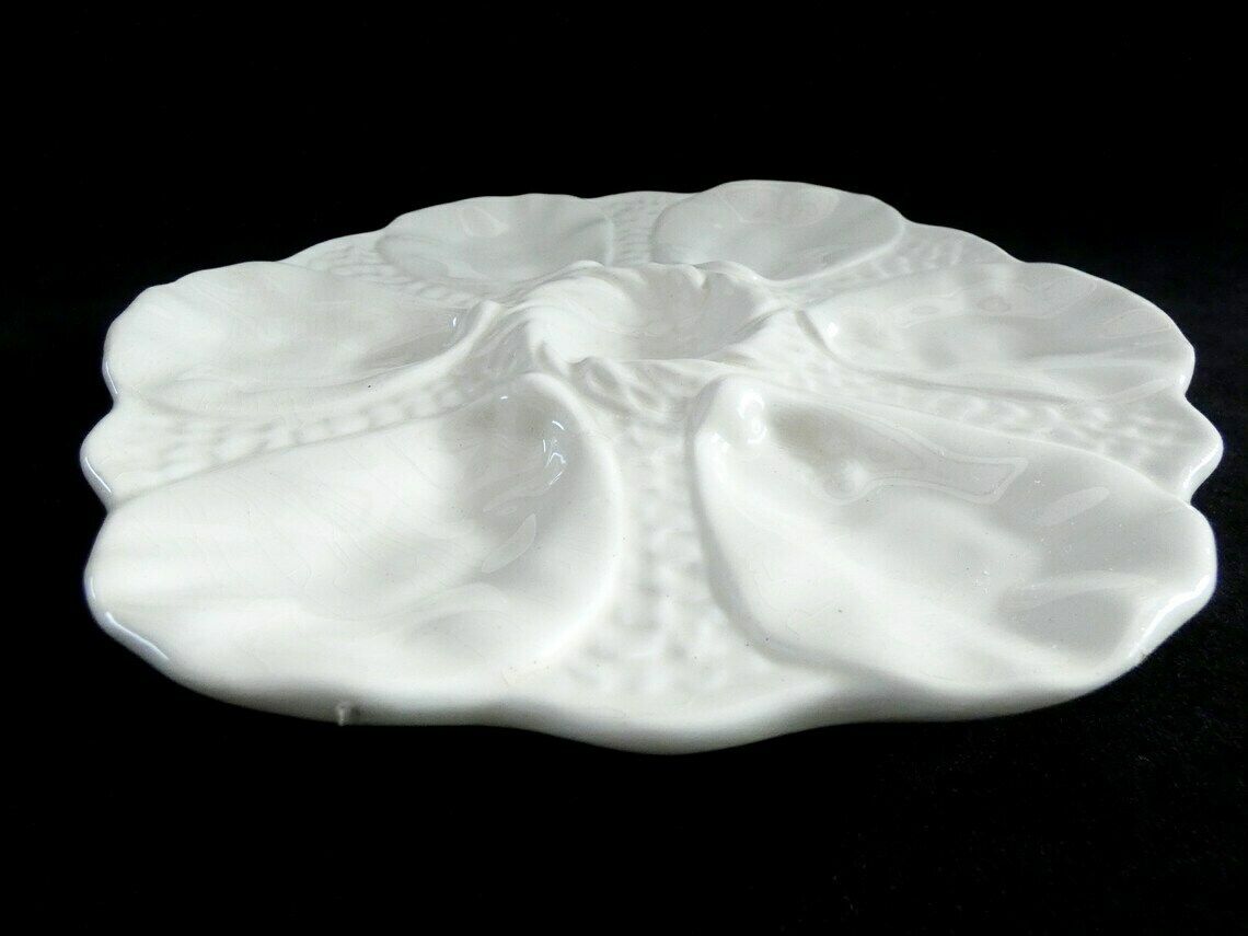 Antique Oyster Plate Orchies France 20s, Rare Majolica Oyster Plate, Barbotine Oyster Plate Moulin Des Loups France photo furniture
