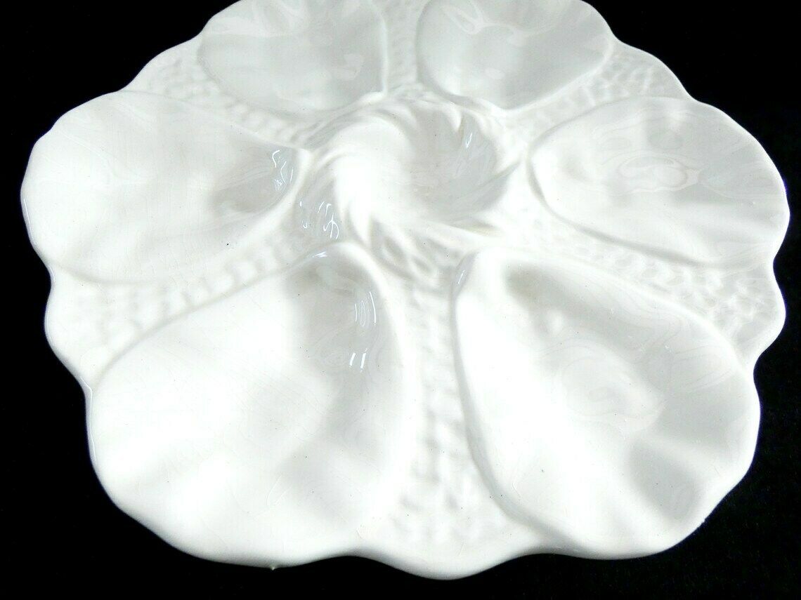 photo furniture Antique Oyster Plate Orchies France 20s, Rare Majolica Oyster Plate, Barbotine Oyster Plate Moulin Des Loups France