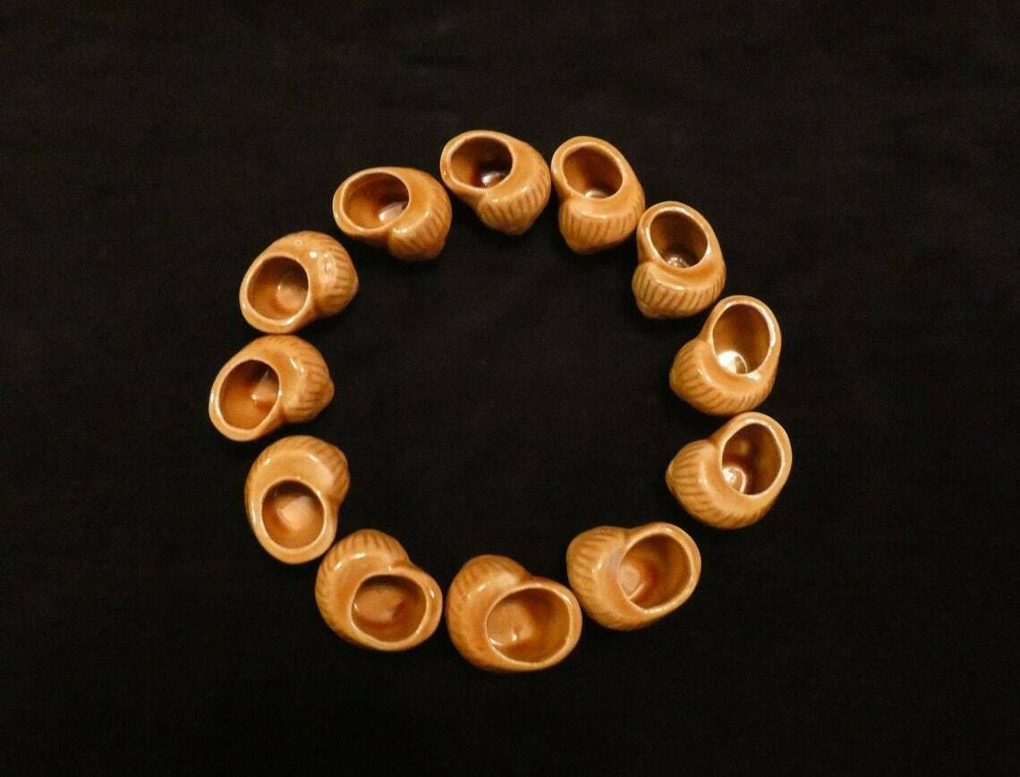 Vintage French Ceramic Snail Shells Vintage Baking Dishes Brown Glazed Snail Pots French Pottery Escargots Shells