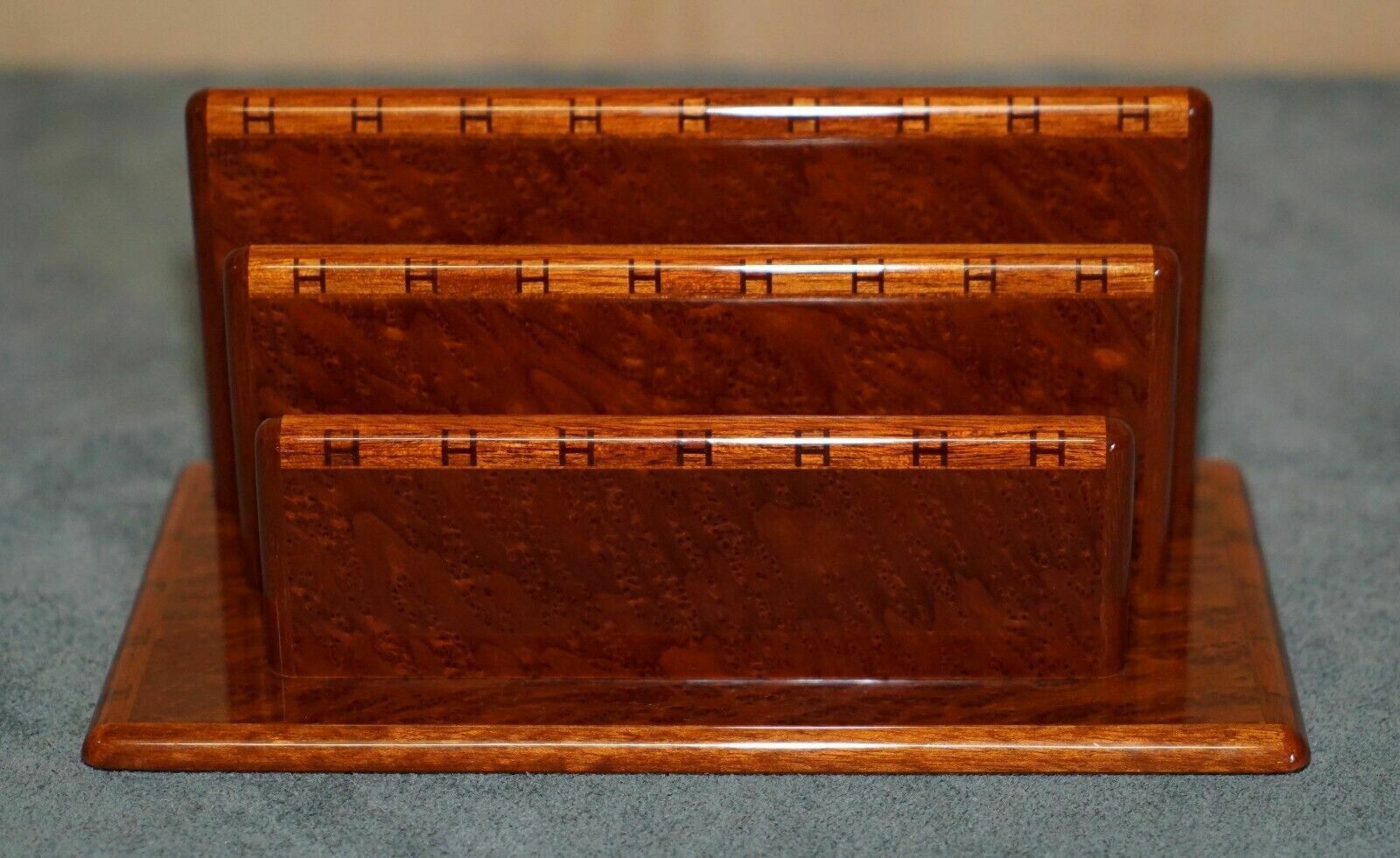 photo for sale Hermes Paris Burr & Burl Walnut & Amboyna Desk Stationery Set Pad Holder Pen Pot