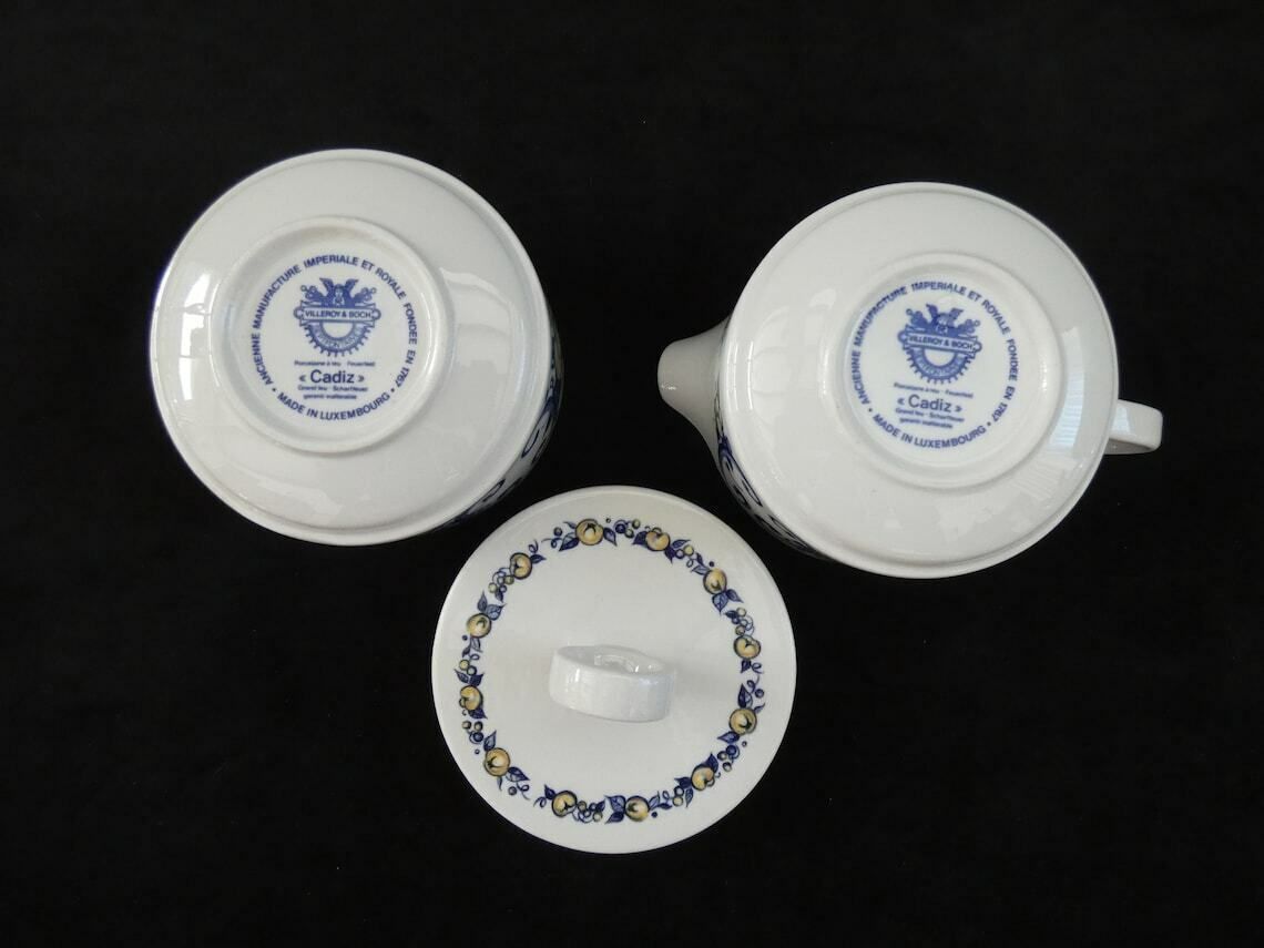 Villeroy & Boch Cadiz Suikerpot Met Deksel En Roomkannetje, Vintage Porselein, Gemaakt In Luxemburg photo vinterior