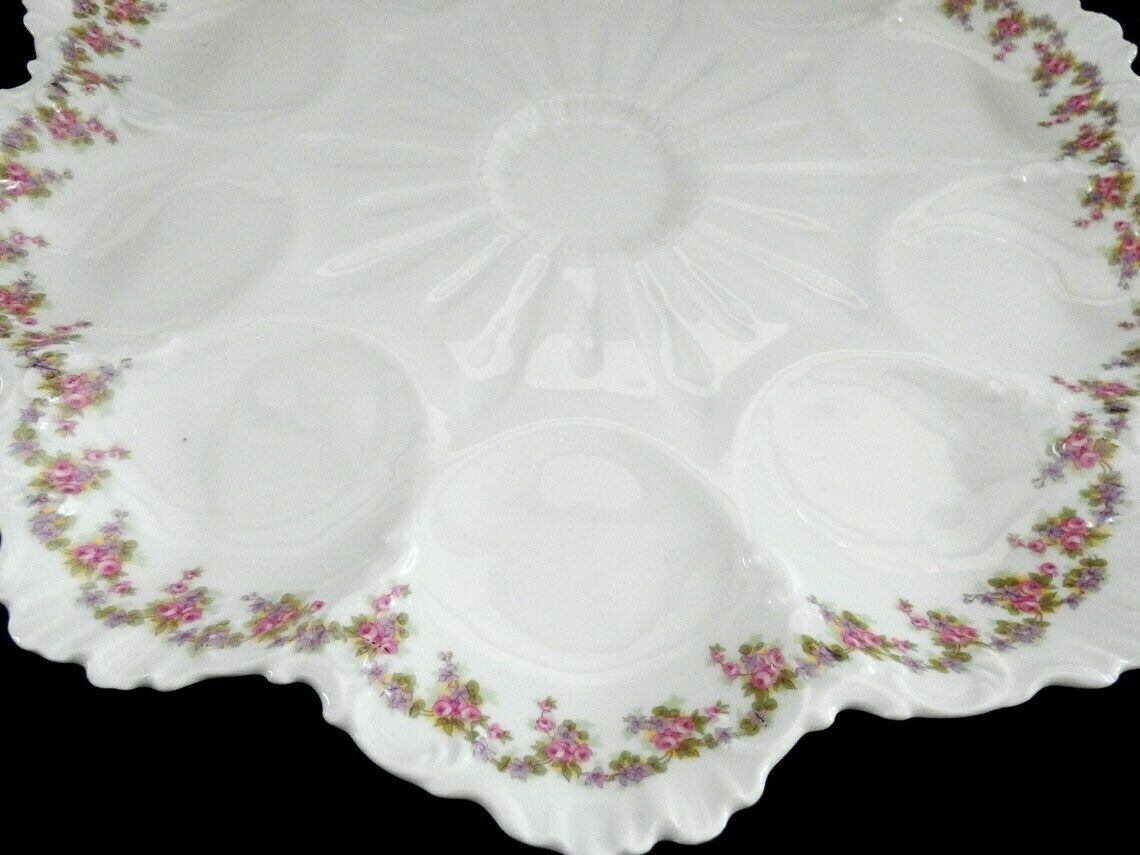 Groot Antiek Limoges Oesterschotel – Vintage Frans Serveerbord Voor Zeevruchten, Wit Limoges Porselein, Jaren 1920 photo vintage