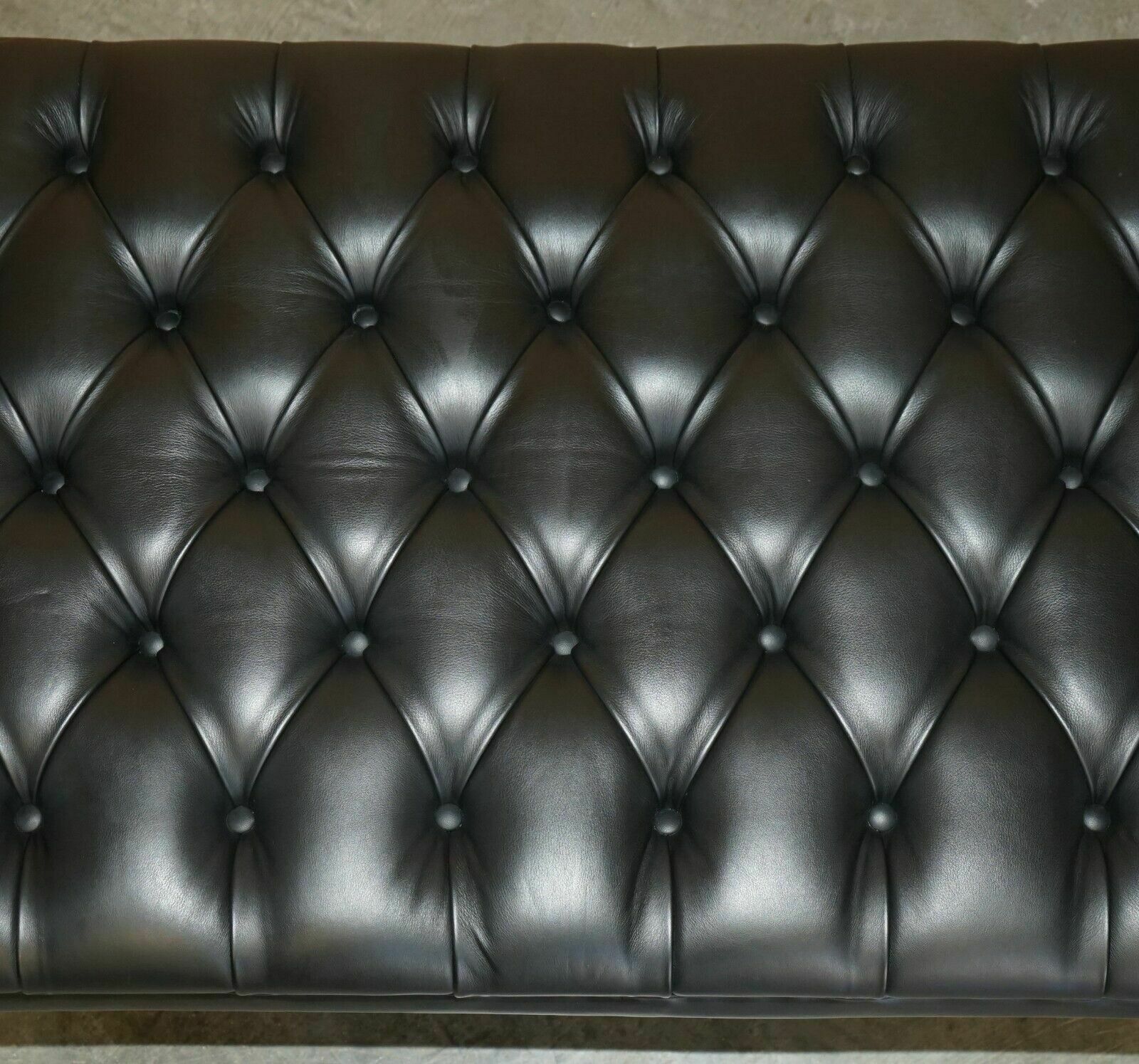 1 Of 2 George Smith Extra Large Chesterfield Black Leather Tufted Footstools photo buy