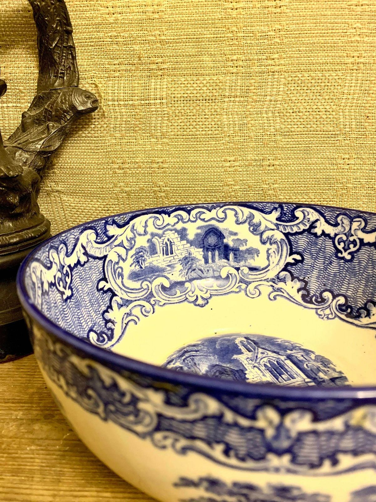 Antique George Jones Delftware Blue And White Bowl Abbey Ware England photo furniture