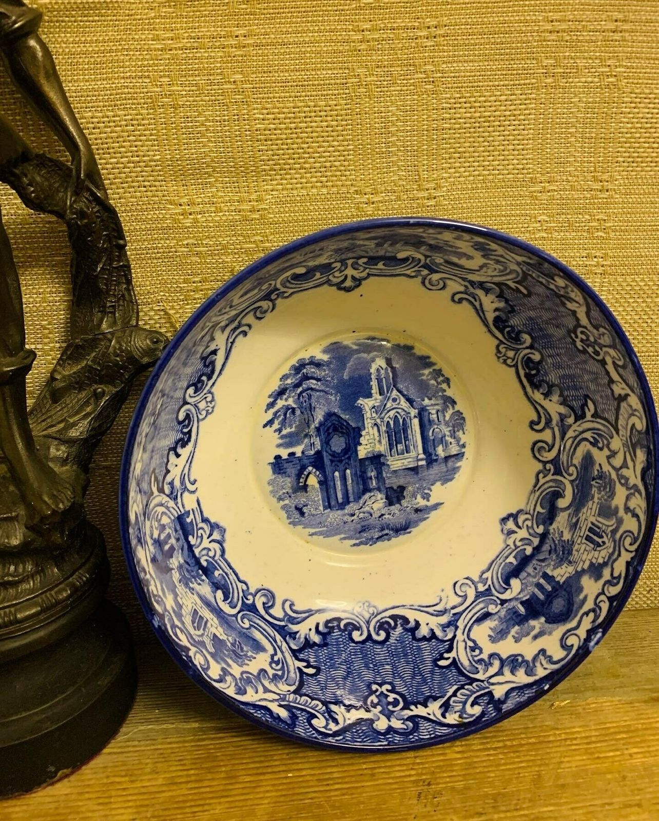 Antique George Jones Delftware Blue And White Bowl Abbey Ware England photo buy