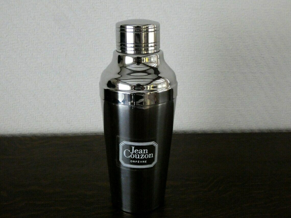 Jean Couzon Cocktail Shaker Vintage French Stainless Steel Martini Shaker, Retro Bar Accessories, Vintage Barware, France 70s photo furniture