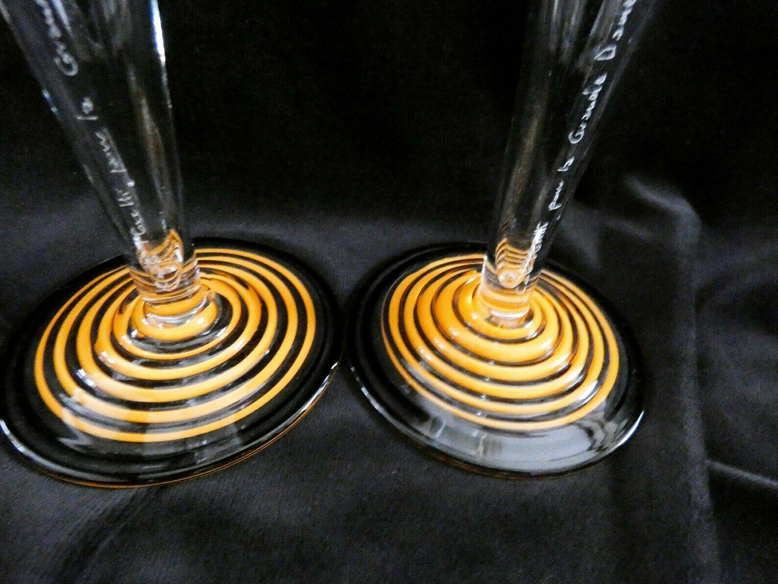 2 Veuve Clicquot Ponsardin Champagne Coupes Murano Carlo Moretti, Rare Vcp Crystal Champagne Flutes Moretti, France photo 174.0