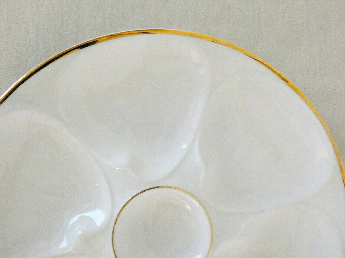 2 Bavaria Edelstein Gold Oyster Plates, Vintage White Porcelain Oyster Plates Bavaria, Rare Oyster Plate, Germany 30s photo vinterior