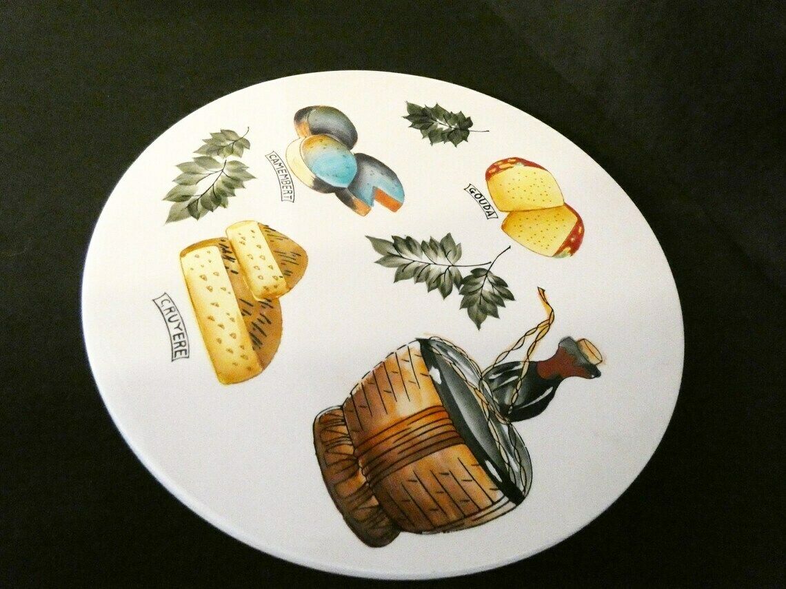 Vintage Frans Keramisch Kaasplateau – Keukendecoratie, Servies, Eetgerei, Ca. Jaren 1970, Frankrijk. photo buy