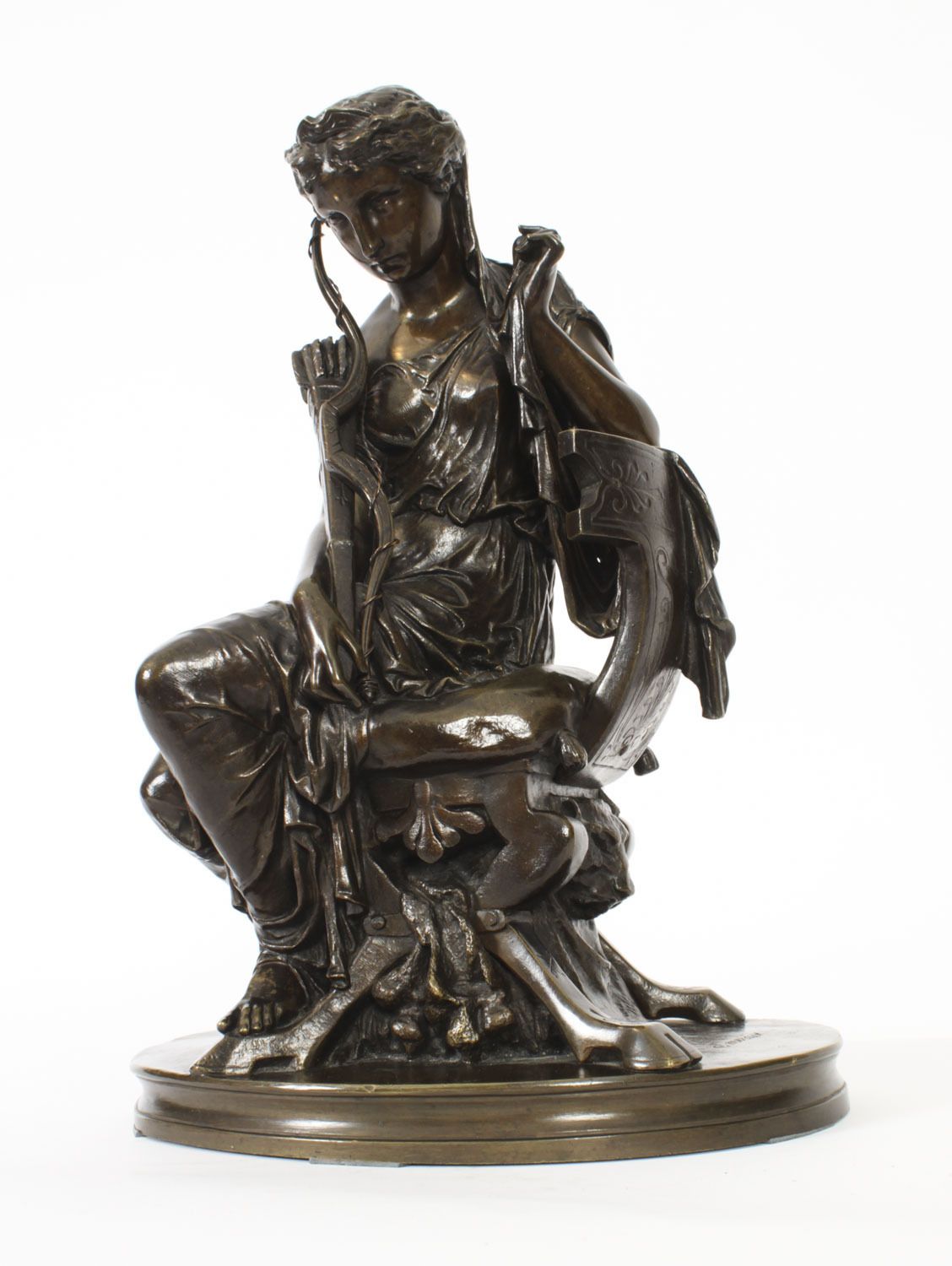Antique Grand Tour Bronze Sculpture Of Goddess Diana  By Mercié 19th C photo buy