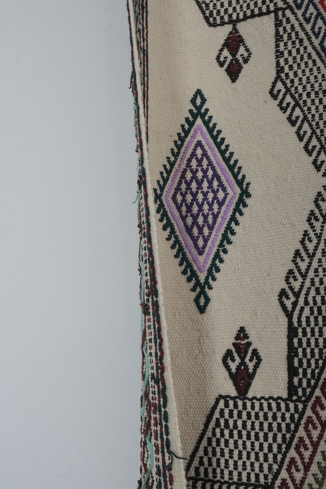 photo for sale Vintage Embroided Turkish Karapinar Cicim Rug   Handmade Saloon Carpet