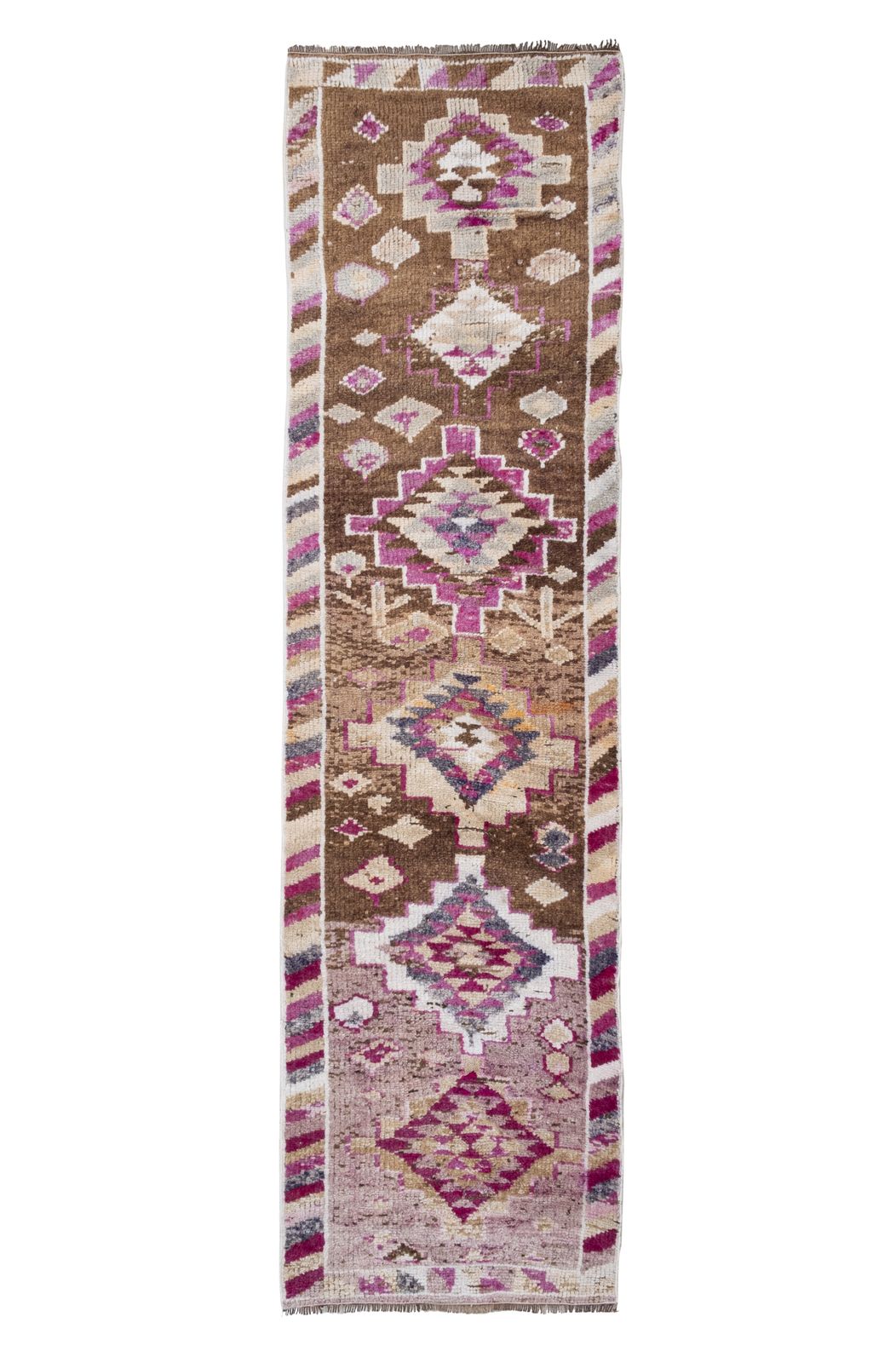 Mid 20th Century Faded Vintage Herki Runner 2'8" X 9'5"