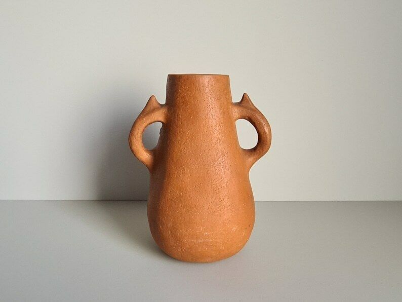 Face Shaped Terracotta Sculpture Vase / 60s / Vintage / Art / Mid Century / 20th Century photo furniture
