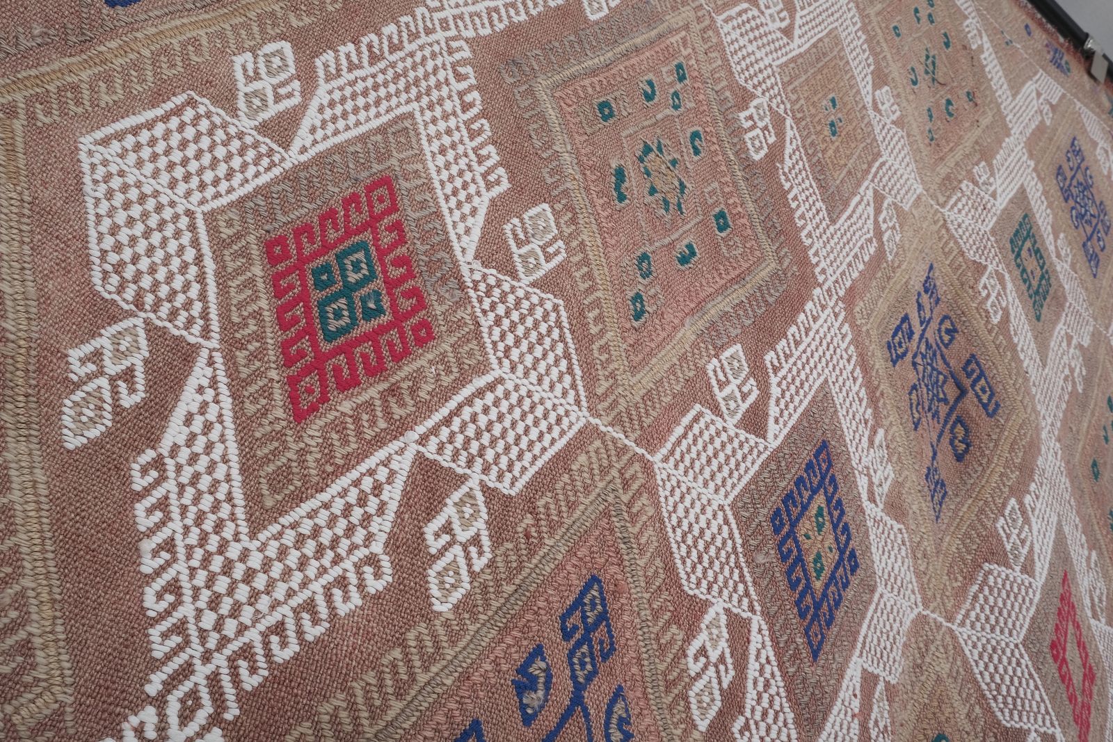 Textiles Vintage Taupe Turkish Jajim Kilim Rug 4'10'' X 6'8'' photo