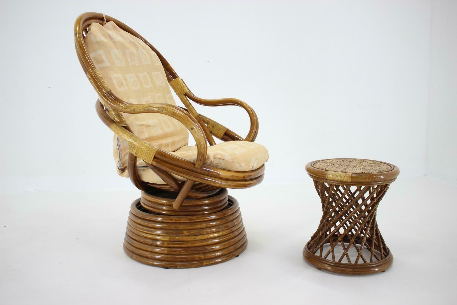 1980s Rattan Armchair And Stool photo 794.0