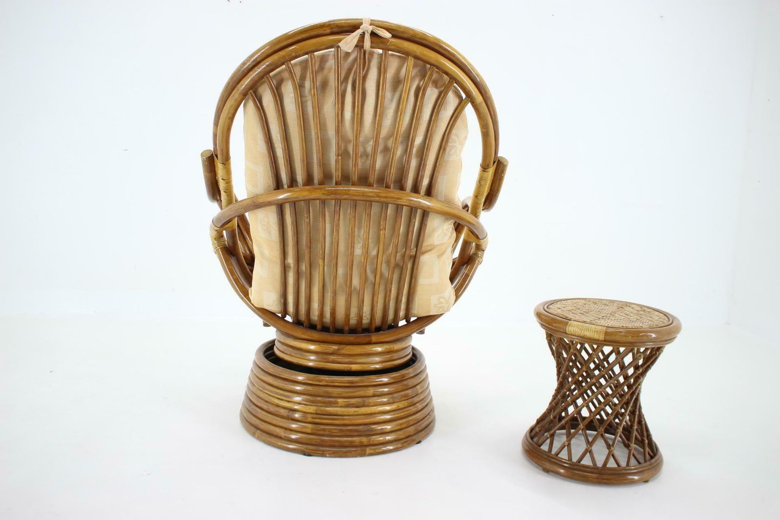 1980s Rattan Armchair And Stool photo vinterior