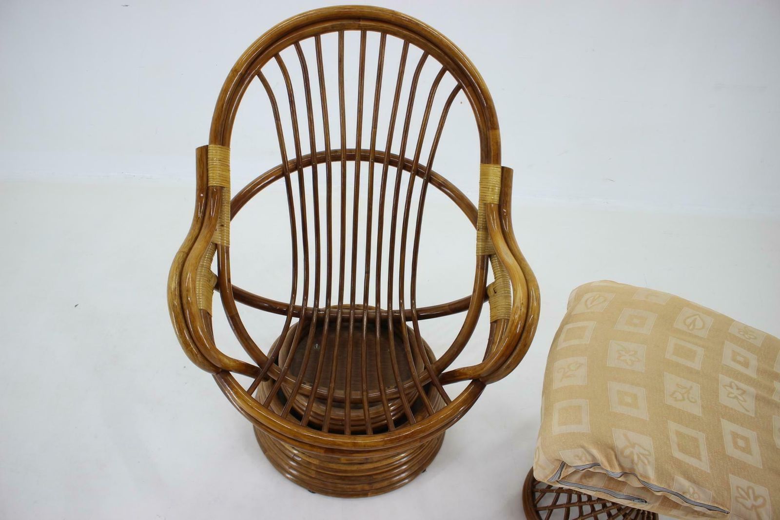 photo furniture 1980s Rattan Armchair And Stool