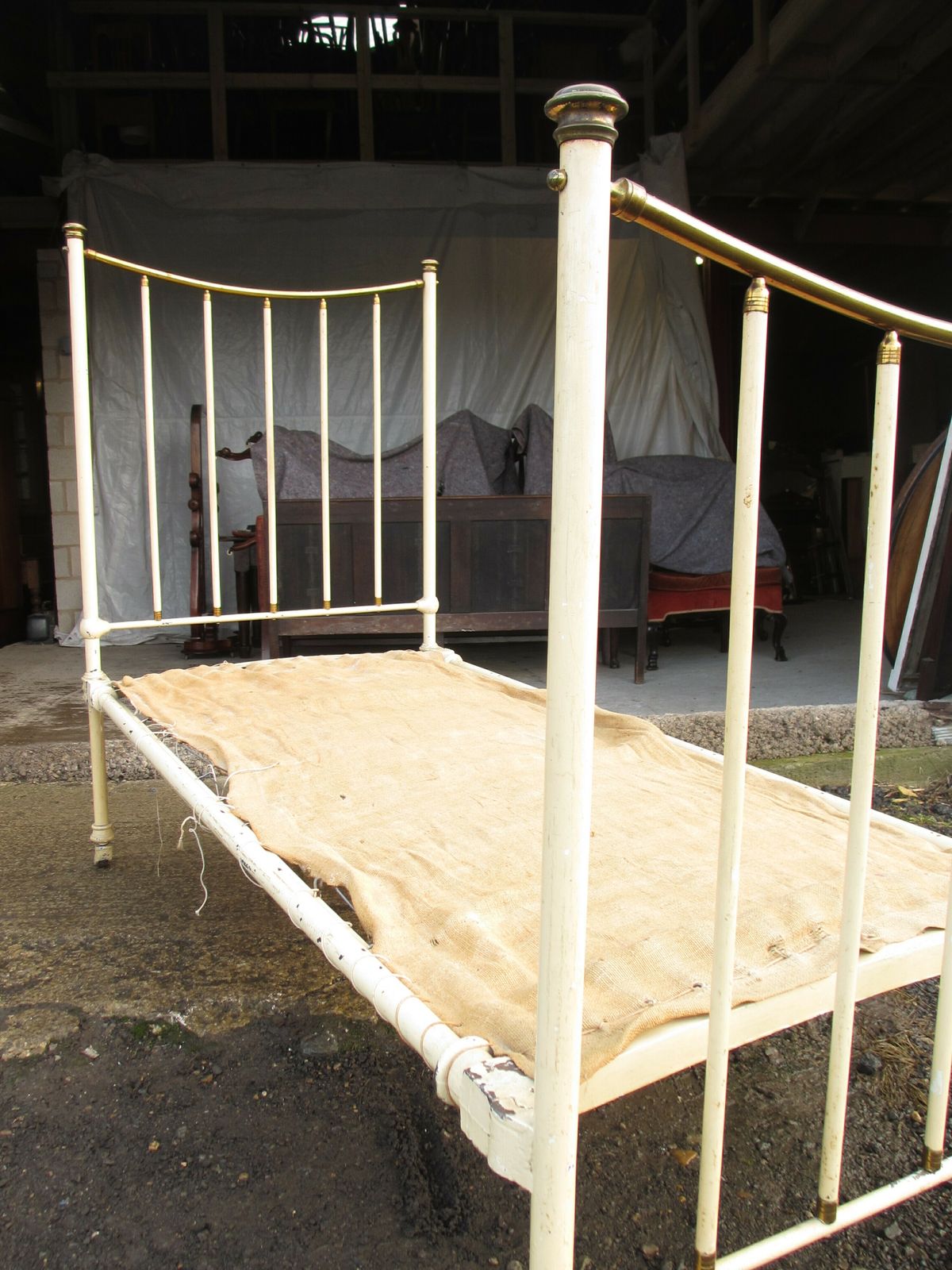 Victorian Brass And Iron Painted Single Bed photo Furniture