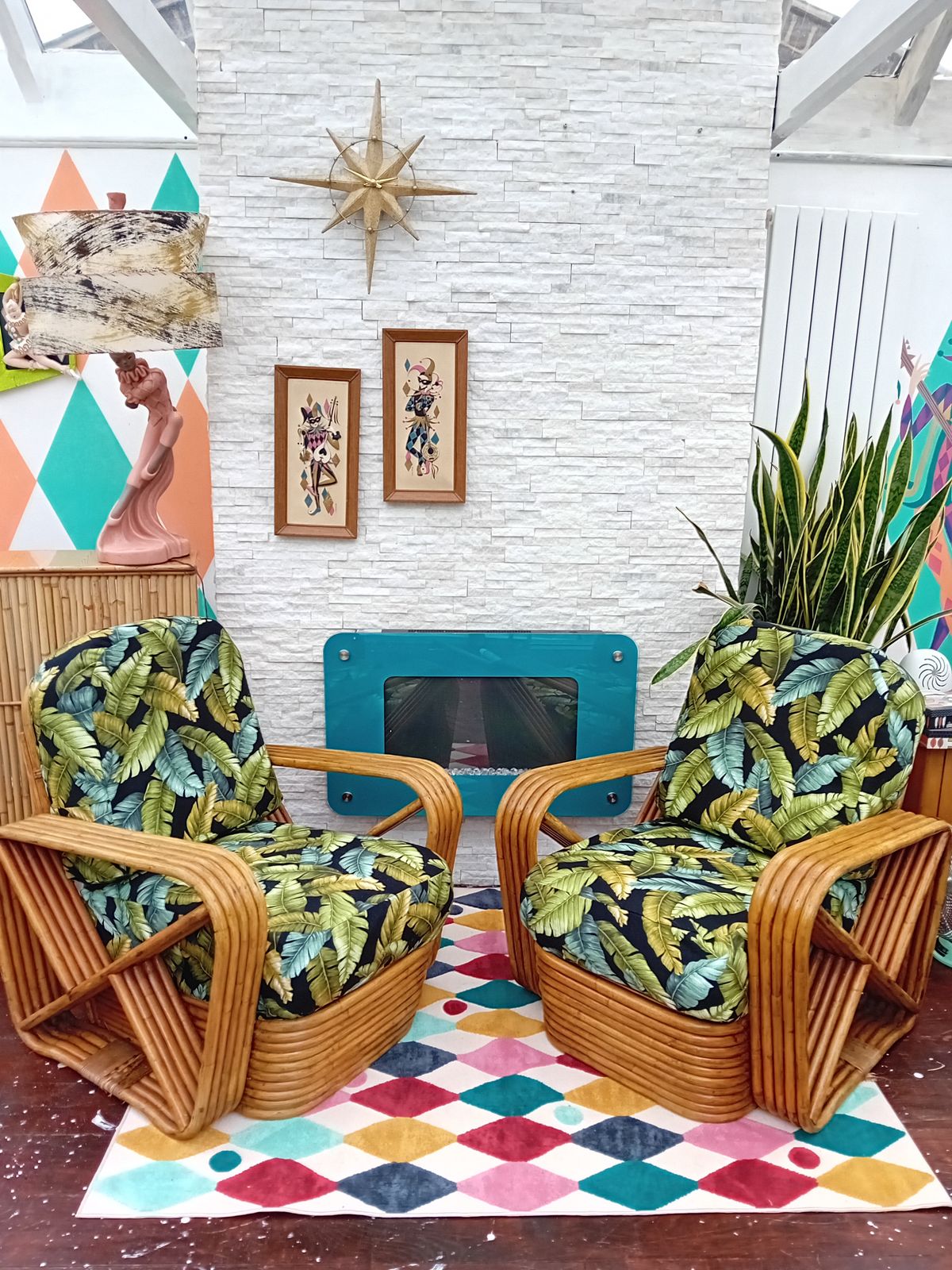 Mid Century  Paul Frankl Style Pretzel Bamboo Chairs