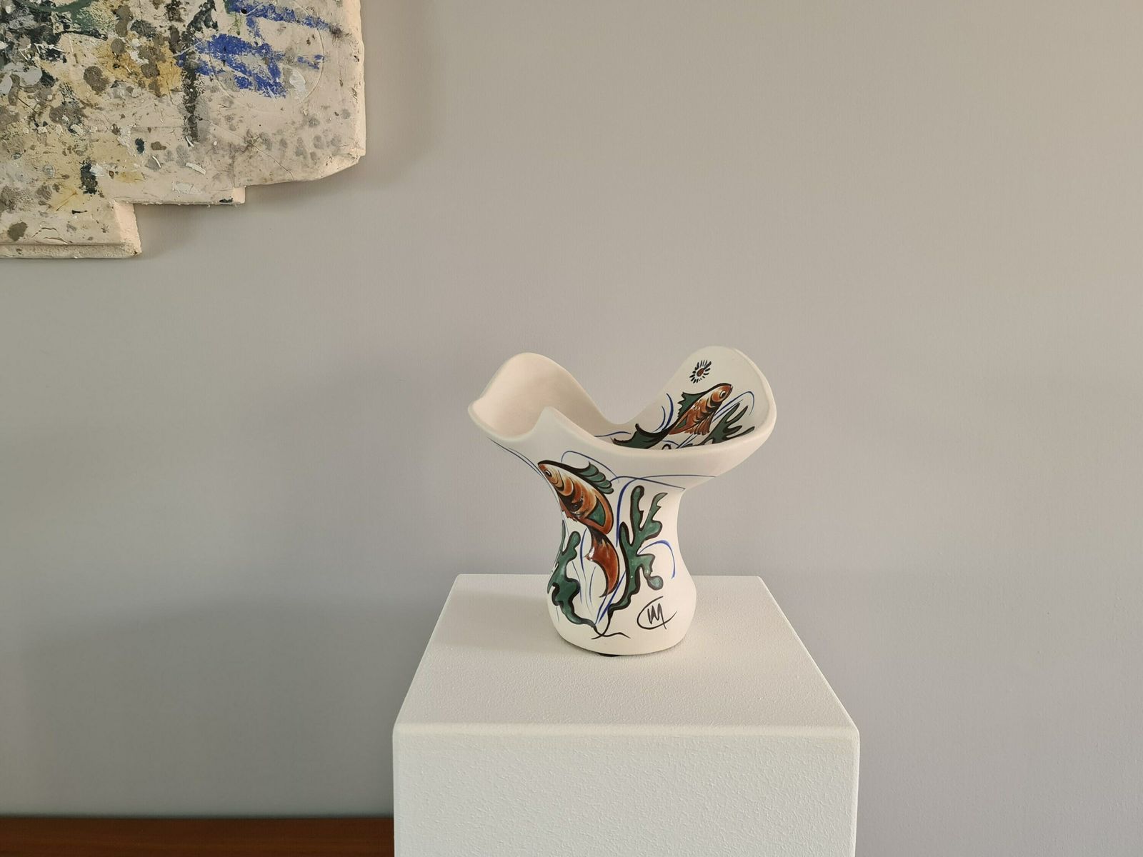 Vaas Corolle, Gesigneerd, In De Stijl Van Pol Chambost, Maritieme Decoratie, Ca. Jaren 1950 / Frans Keramiek / Ambachtelijk Werk / Frankrijk / 20e Eeuw photo Woonaccessoires