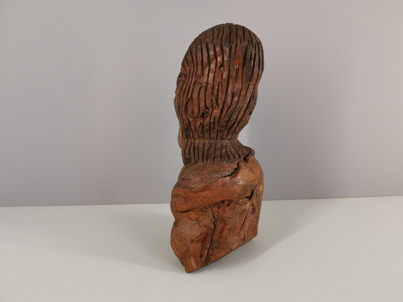 Sculpture Bust On Wood / Raw Art / Brutalist / Art / 50s / Mid Century / 1950 / France / Twentieth Century photo Art