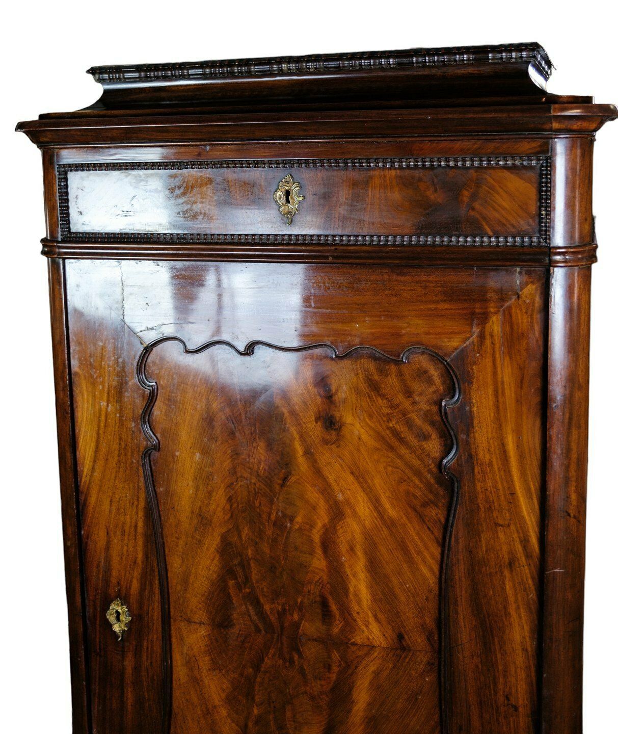 Tall Cabinet  Of Polished Mahogany From 1850's photo vinterior