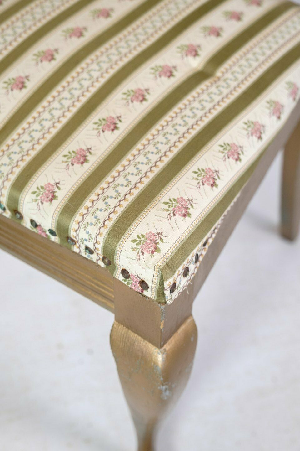 Four Rococo Chairs In Gilt Wood & Striped Fabric   1930 photo 695.0