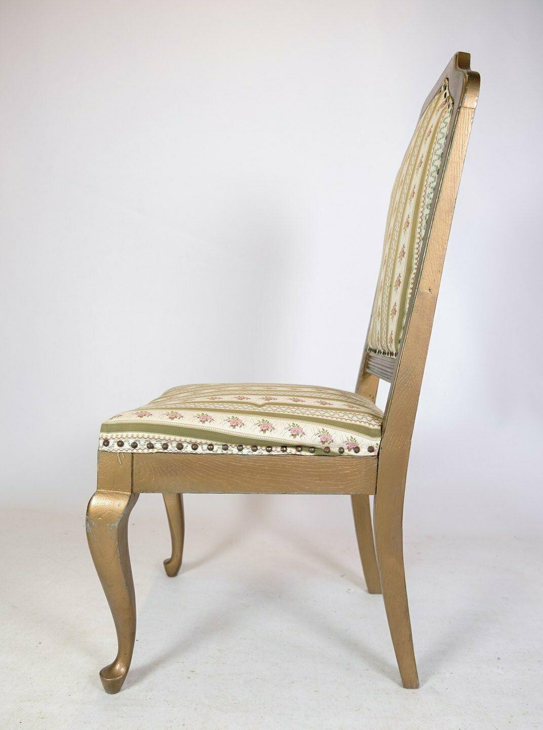 Four Rococo Chairs In Gilt Wood & Striped Fabric   1930 photo buy