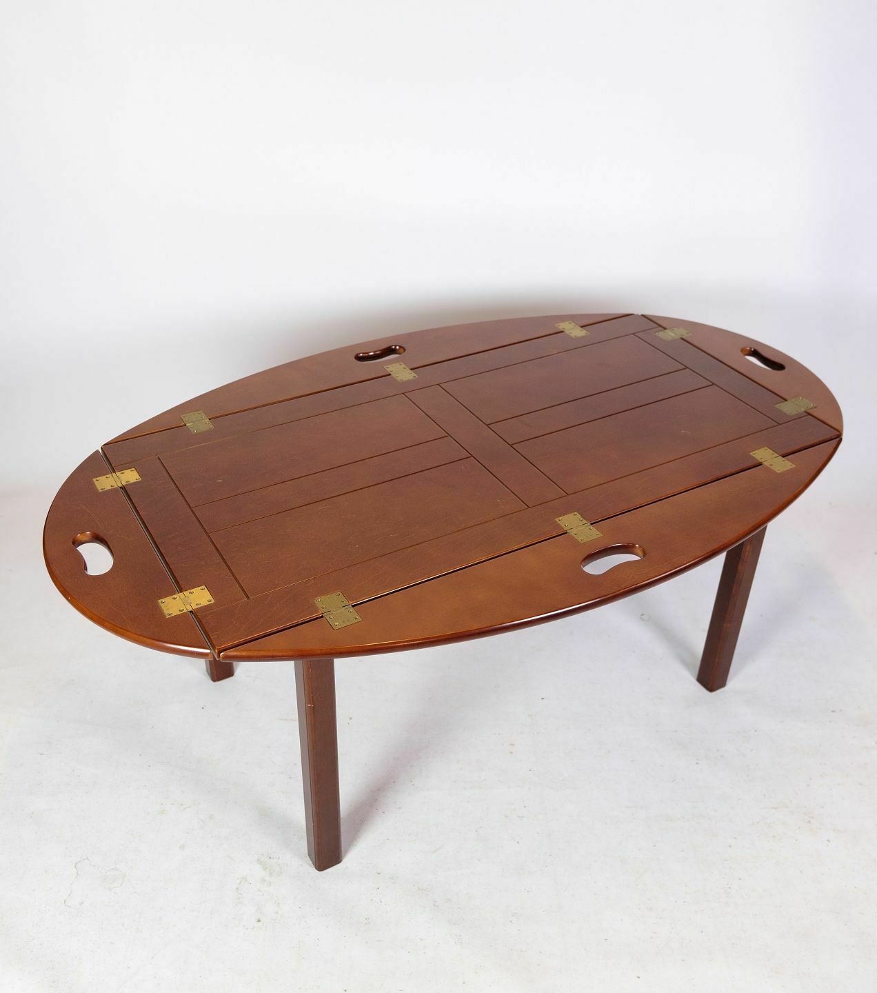 Coffee Table In Polished Mahogany  & Brass Fittings From 1940s