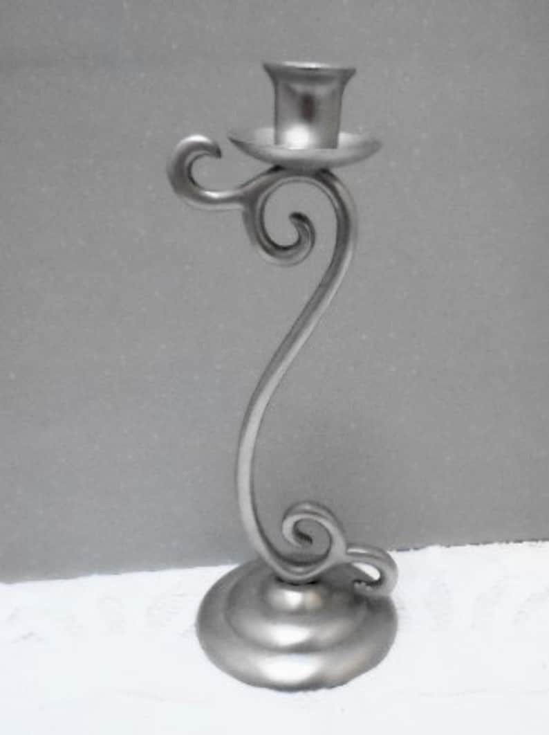 Vintage French Silver Metal Candle Holder, Embellished Candlestick photo buy