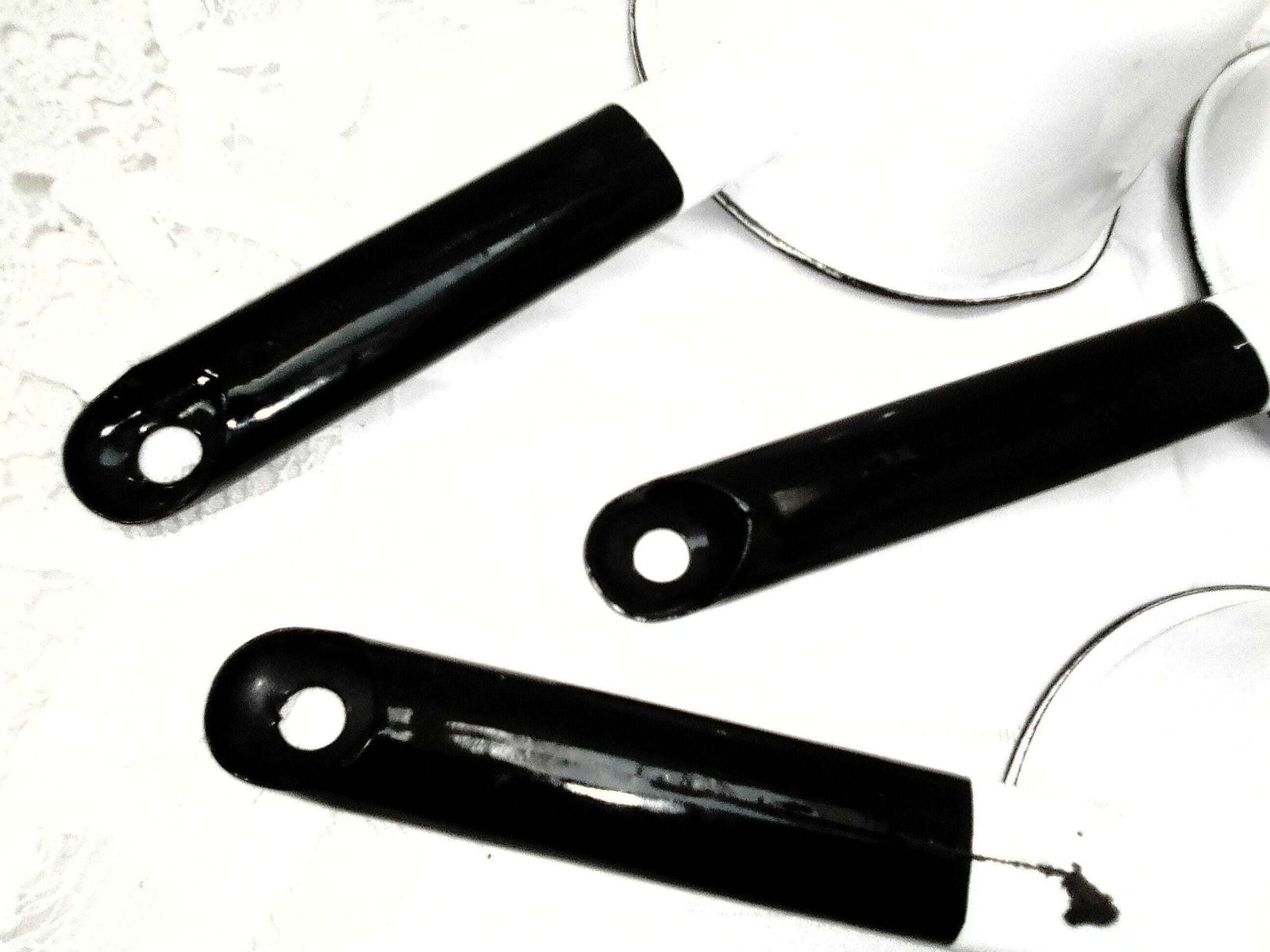 3 Vintage French White Enamel Pans, Retro 1950s Stove Top Saucepan Set, White Kitchen Decor photo buy