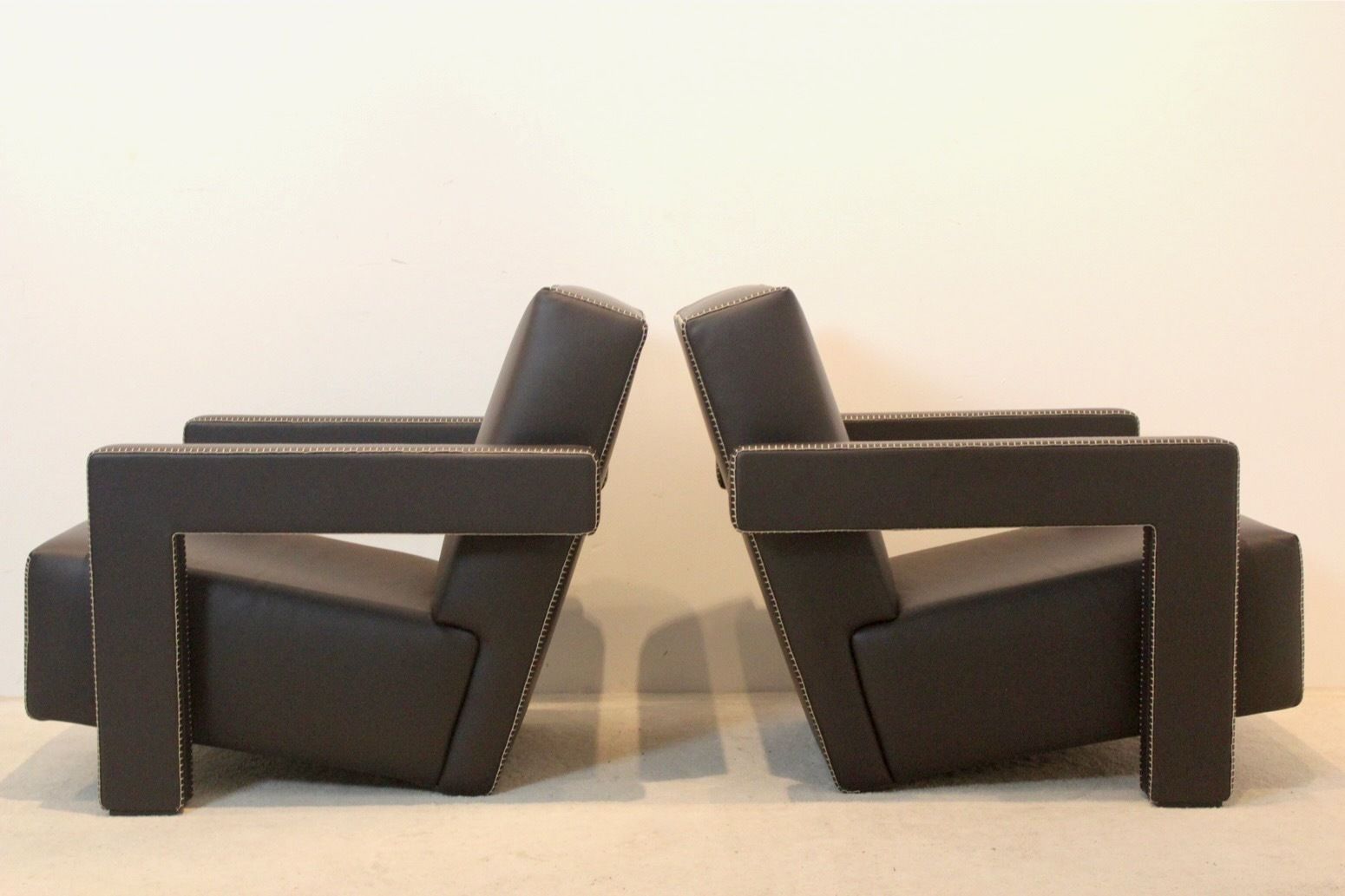 Chocolate Brown Leather ‘Utrecht’ Lounge Chairs By Gerrit Rietveld For Cassina photo vintage