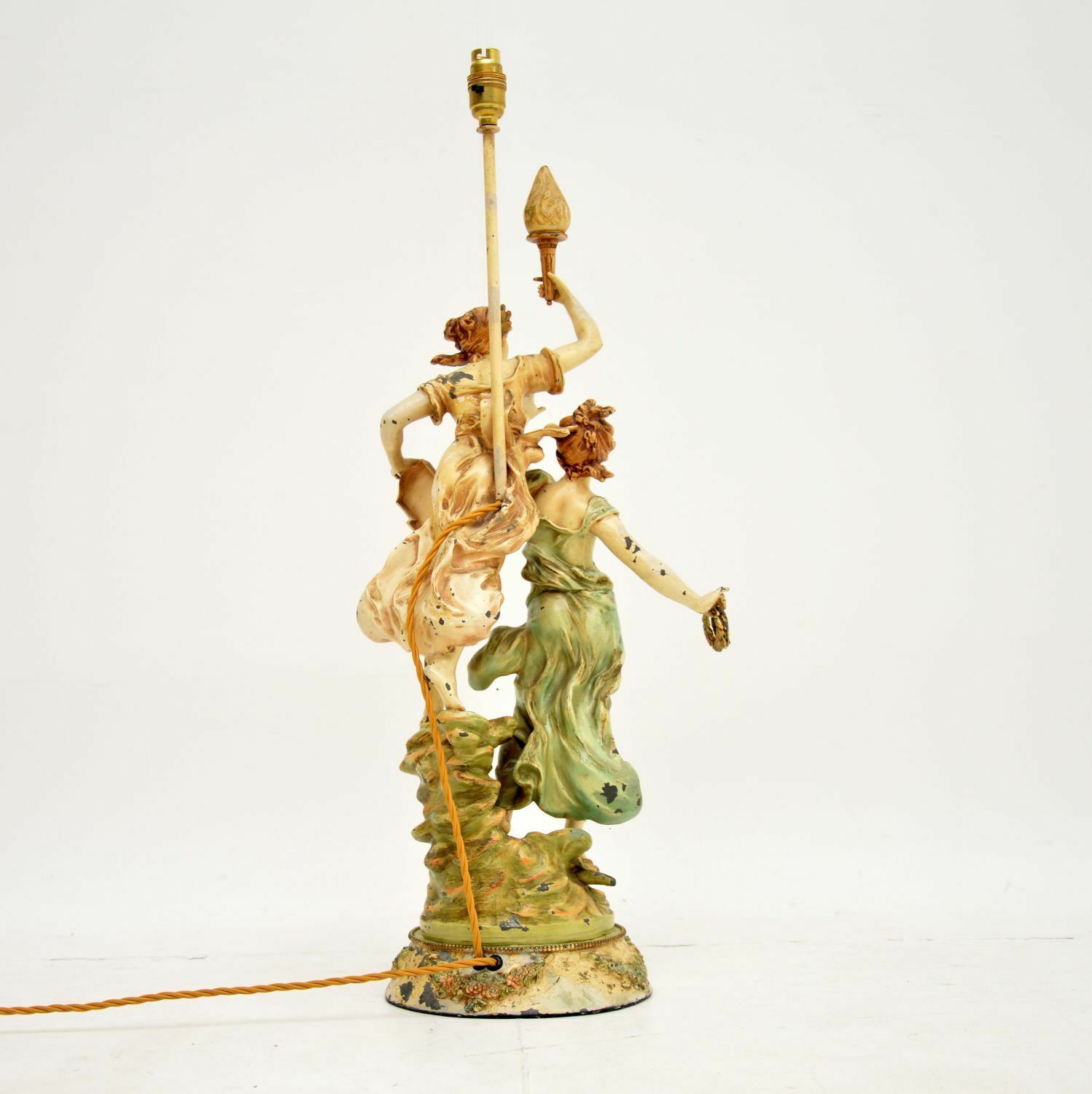 photo furniture Large Antique Art Nouveau Table Lamp By L & F Moreau