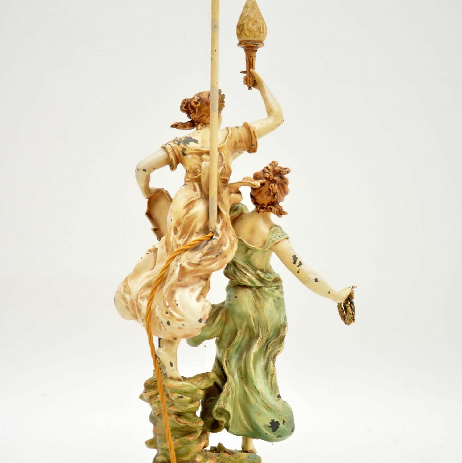 photo for sale Large Antique Art Nouveau Table Lamp By L & F Moreau