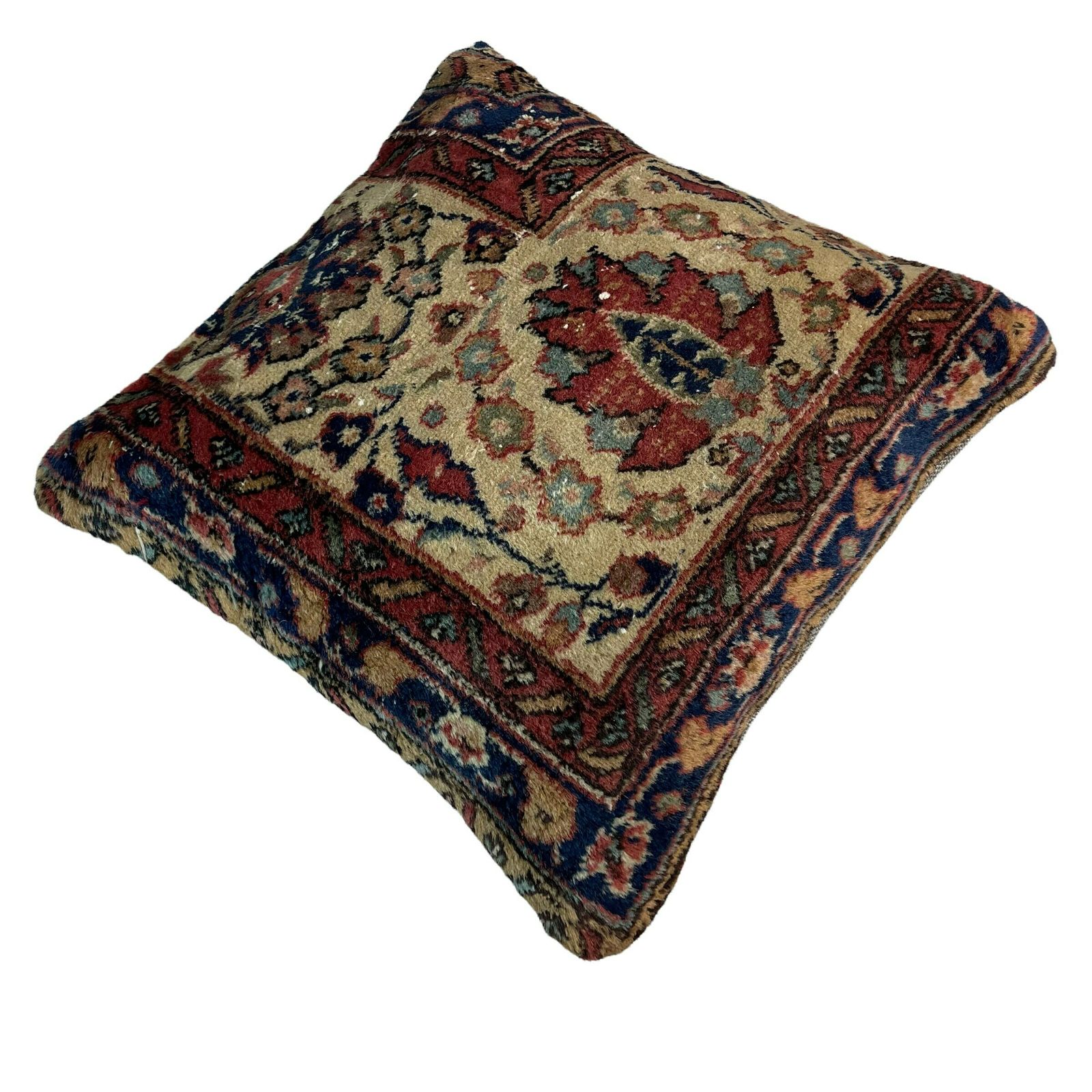 18'' X 18'' Vintage Hand Made Rug Cushion Cover, 45 X 45 Cm Decorative Rug Pillow Cover, Large Vintage Turkish Rug Cushion Cover photo 65.0