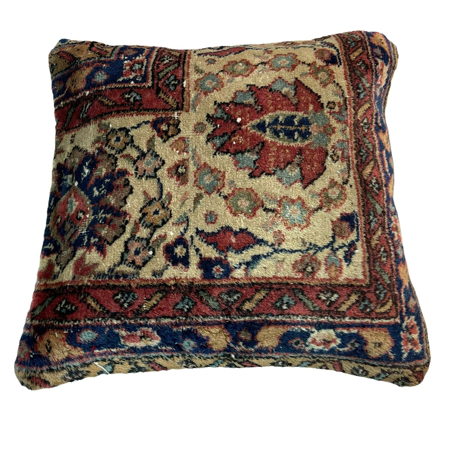 18'' X 18'' Vintage Hand Made Rug Cushion Cover, 45 X 45 Cm Decorative Rug Pillow Cover, Large Vintage Turkish Rug Cushion Cover photo vinterior
