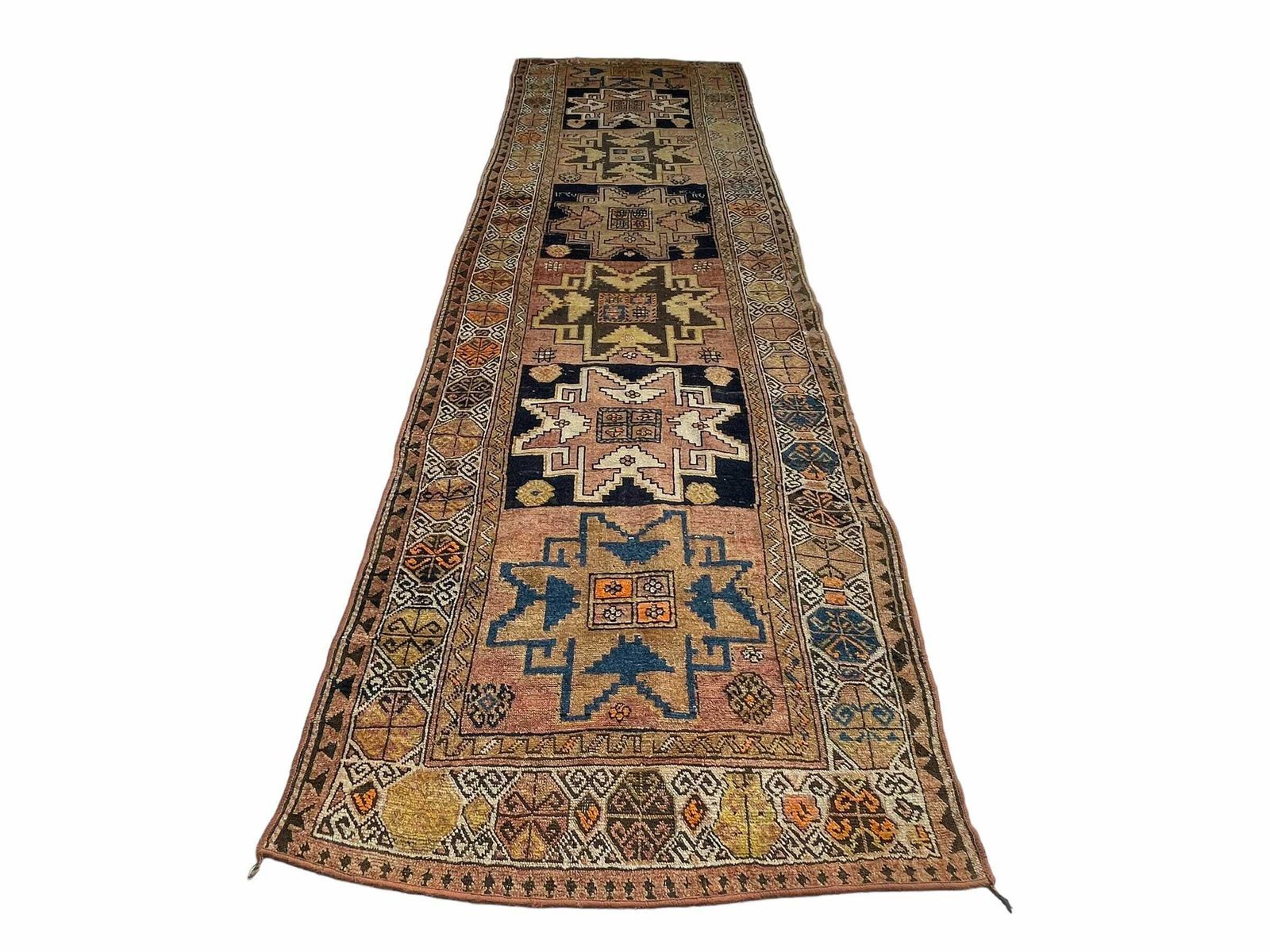 Antique Turkish Rug Runner ,Feiner Handgeknüpfter Orientteppich Türkisch Teppich Läufer , 326 X 96 Cm
