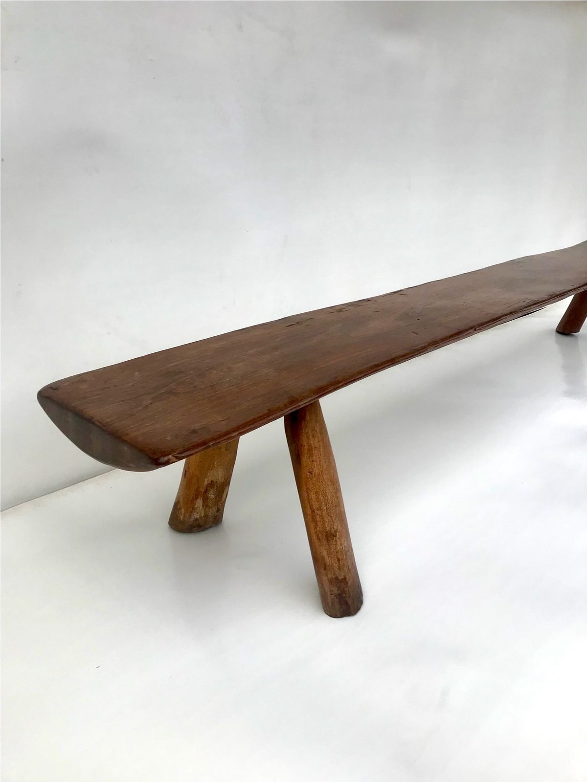 photo for sale Solid Elmwood Bench By Olavi Hanninen For Mikko Nupponen, Stock Of Two