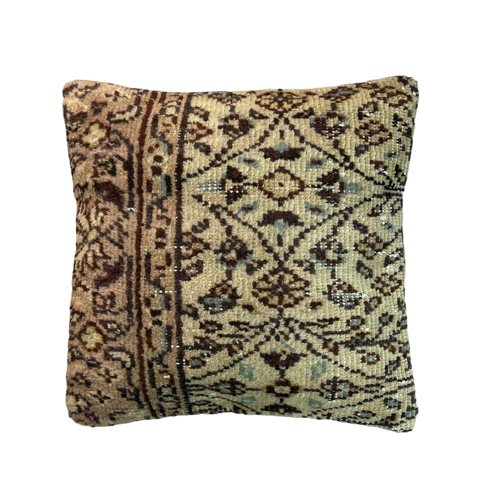 18'' X 18'' Vintage Hand Made Rug Cushion Cover, 45 X 45 Cm Decorative Rug Pillow Cover, Large Vintage Turkish Rug Cushion Cover photo buy