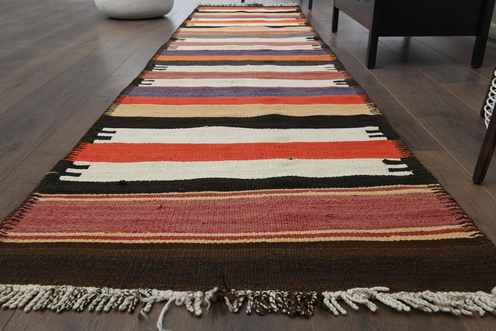 3x11 Vintage Turkish Kilim Runner Rug, Oushak Handmade Wool Flatweave, Art Deco Rugs, Farmhouse Decor, One Of A Kind, Bohemian, Ethnic photo for sale