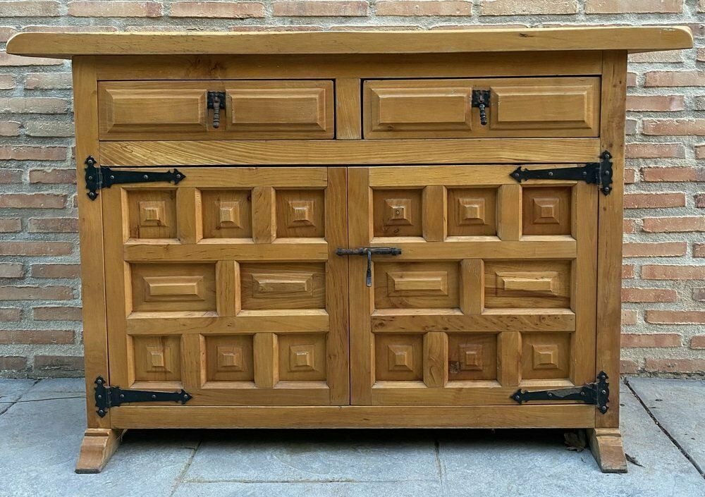 Spanish Catalan Carved Walnut Chest Of Drawers, 1940s