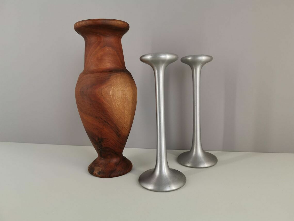 Wooden Vase Turned In The Mass Handmade 60s Mid Century France Decoration Xxth Century Brutalist